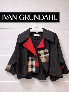 ❣️Yvan  GRUNDAHL Grey Patchwork Statement Jacket Size 38 up to XL